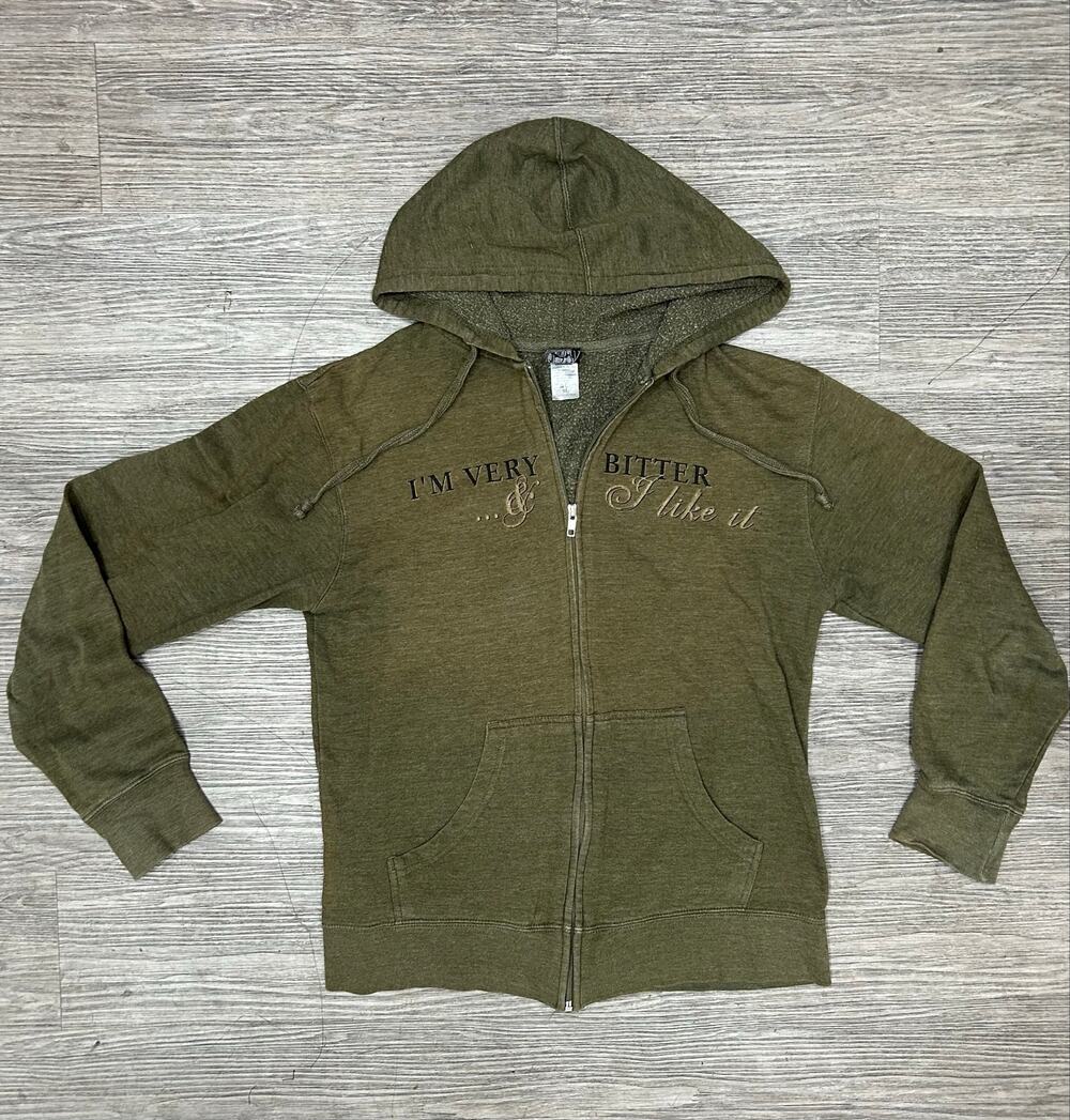 Stone Brewing Ruination IPA Zip Up Hoodie Green "I'm Very Bitter" Mens Size M